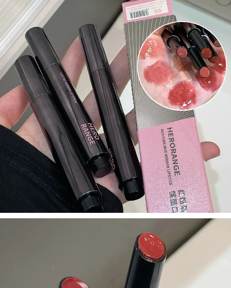 HERORANGE Push-button Mirror Lipstick Moisturizing Long-lasting Lip Glaze Lipstick