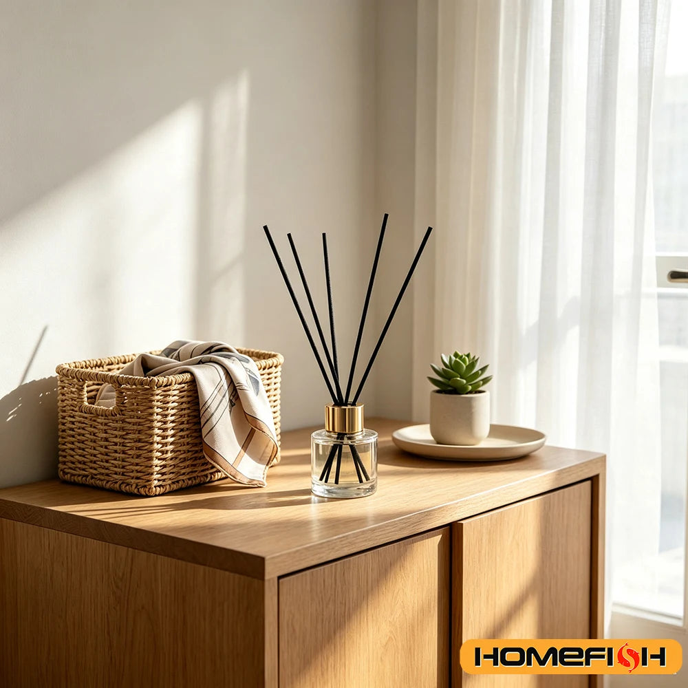 50 Pcs/Pack 3mm*20cm Diffuser Sticks , Fragrance Refill Black Fibre Reed Thick Aromatherapy Diffuser Sticks for Diffuser Oils