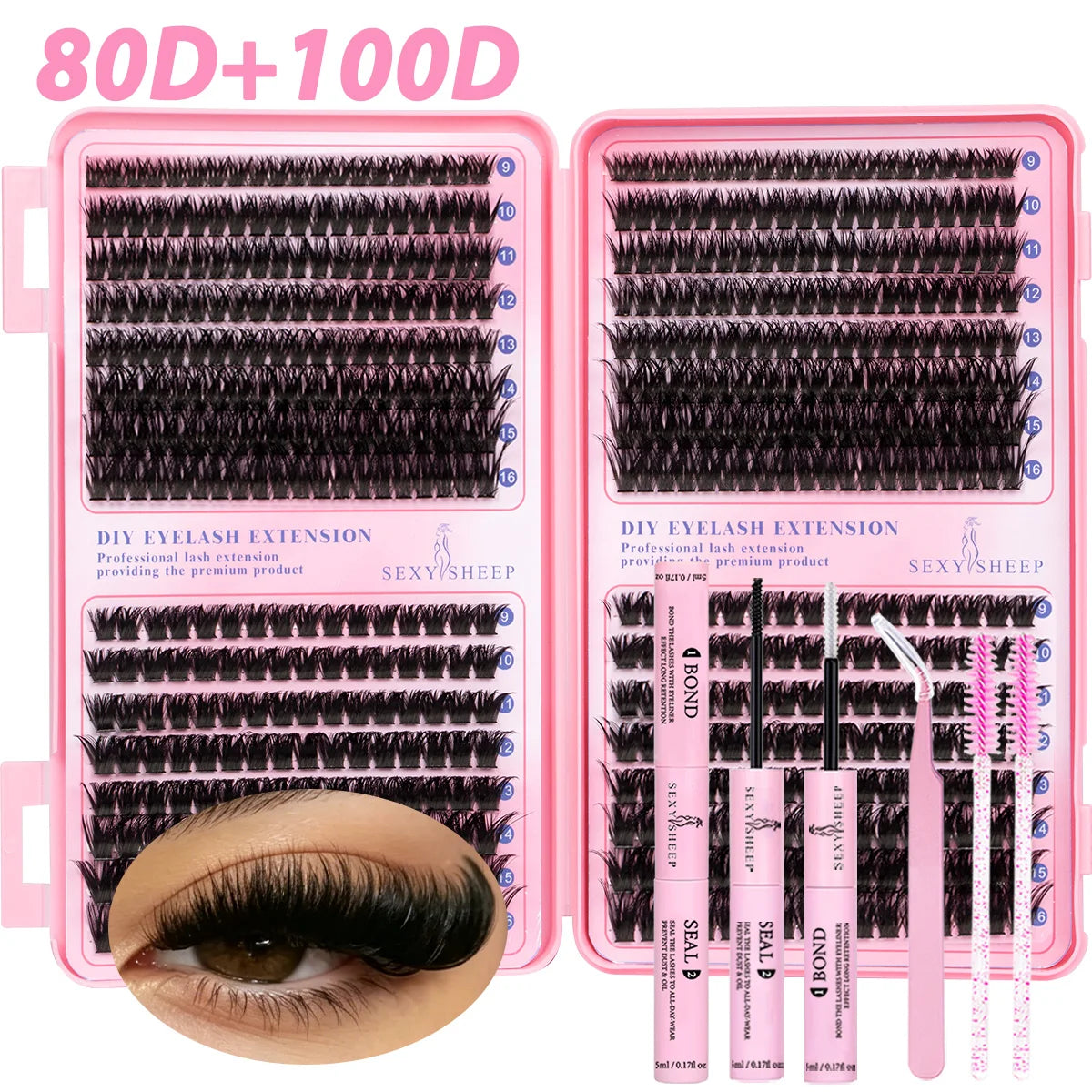 DIY Cluster Lashes Kit Individual Lashes 3D Faux Mink Lashes Wispy Eyelash Extension Soft Lashes Reuseable Makeup