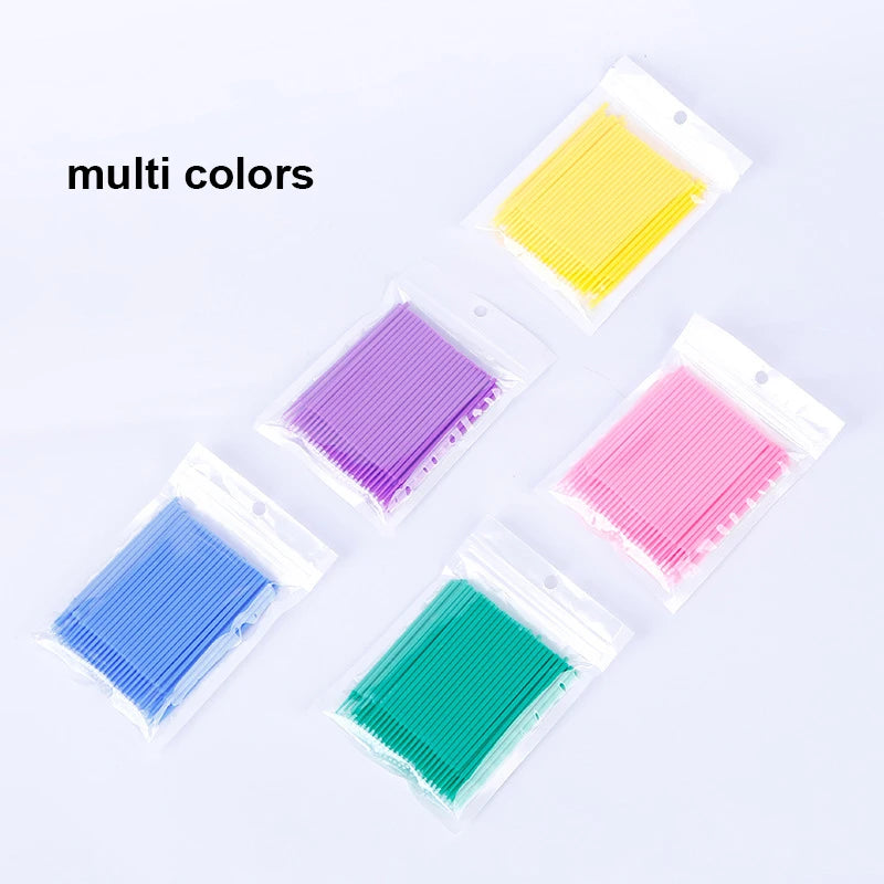 100Pcs Eyelash Cleaning Brush Lash Extension Micro Cotton Swab Individual Eyelashes Microbrush Beauty Makeup Clean Remover Tools