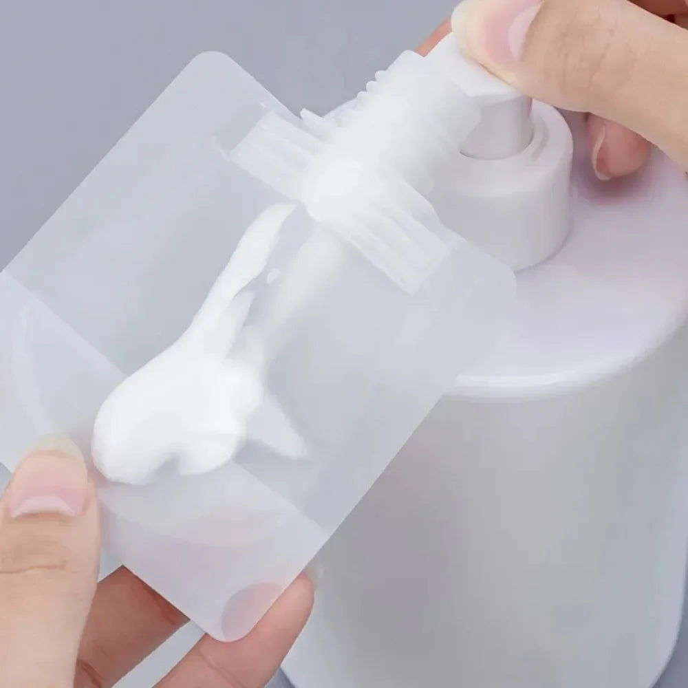 5Pcs Travel Bottles Empty Squeeze Bag Refillable Lotion Dispenser Bag Shampoo Toiletries Liquid Cosmetic Container Storage Pouch
