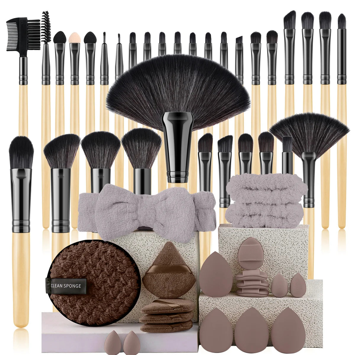 32Pc Makeup Brush Set Cosmetic Tools for Powder Eye Shadow Foundation Blush Blending Beauty Makeup Brush Kit for Makeup Starters