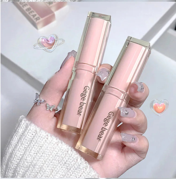 Silky Glossy Lipstick Gege Bear Pump Lips Moisture Water Bomb Comfortable Ultra Sheen Non-Stick Cup Lip Balm