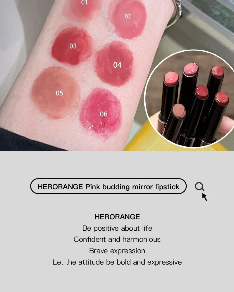 HERORANGE Push-button Mirror Lipstick Moisturizing Long-lasting Lip Glaze Lipstick