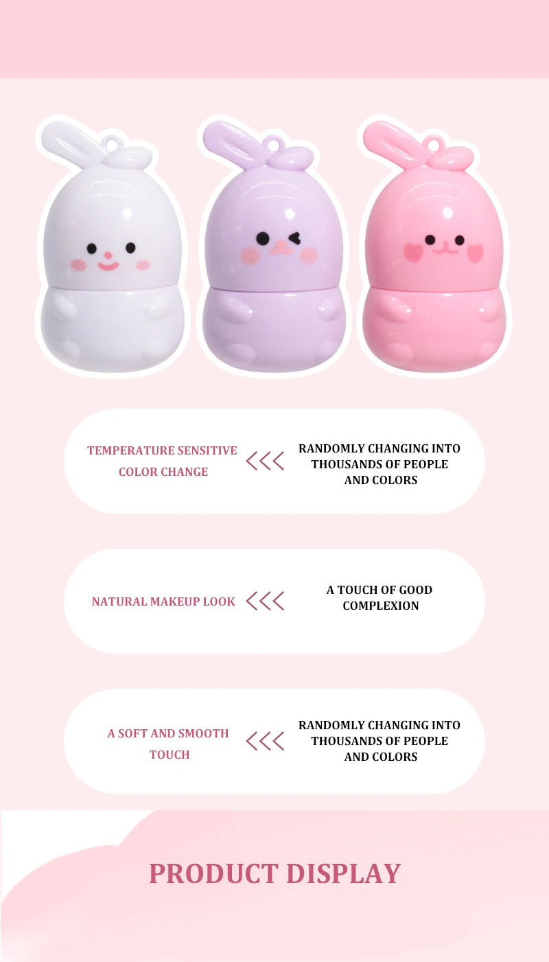 Goody Bunny Color-Changing Lip Balm Moisturizing Repairing Waterproof Lipstick Anti-Dry Cracking Temperature Change Color Lipstick