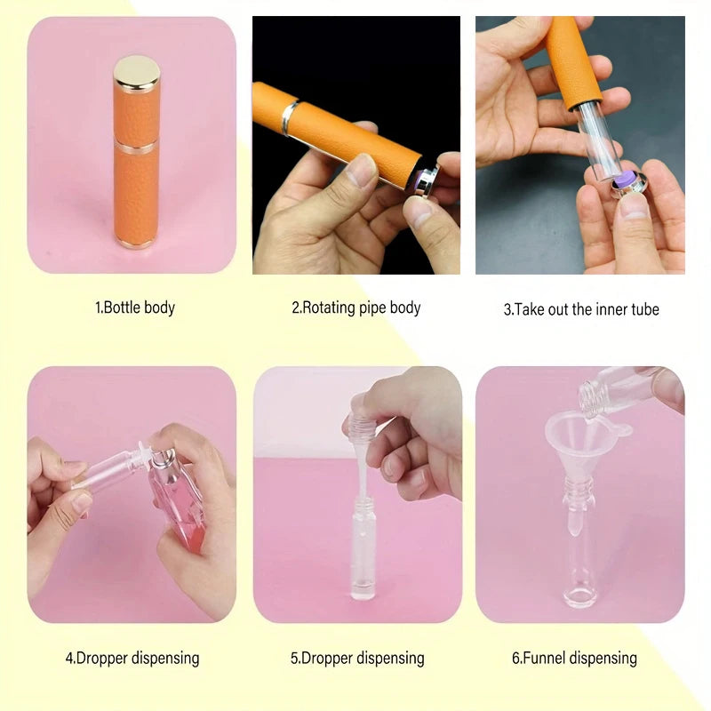 10 ml Portable Perfume Bottle for Travel, Mini Refillable Perfume Dispenser Artificial Leather Leak-Proof Perfume Sprayer, Suit