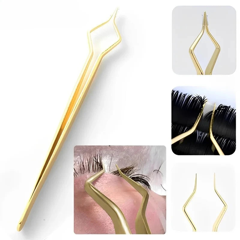 New Lash Extension Tweezers Anti slip Stainless Steel Curved Tip Straight Tweezers High Precision Nail Art Makeup Beauty  Tools