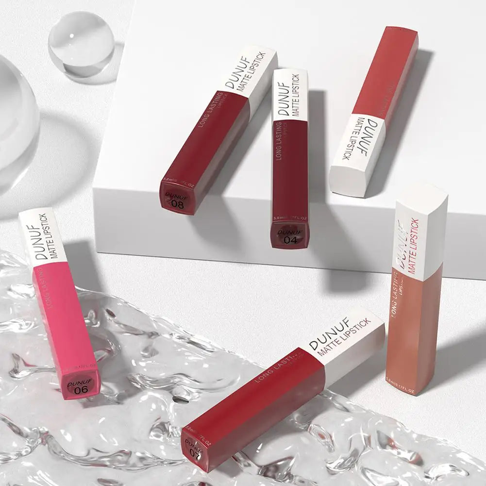 Non Stick Cup Liquid Lipstick Dark Purple Long Lasting Lip Gloss Matte Velvet Finish Resistant To Fading Waterproof Lip Cosmetic