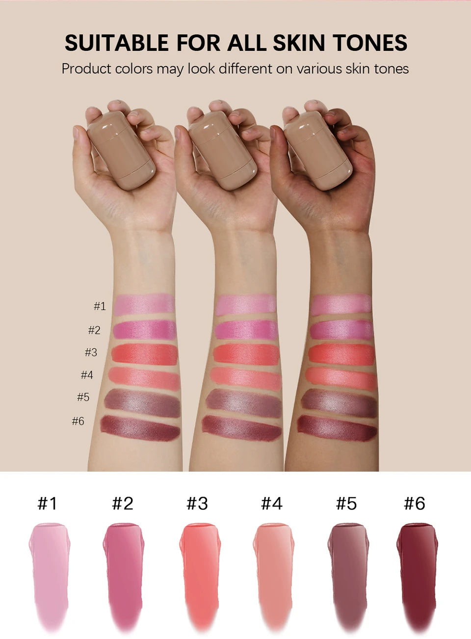 3-in-1Blush Stick Lasting Brightens Facial Cheek Stick Moisturizing Flash Lip Gloss Makeup Lip Gloss Face Rouge