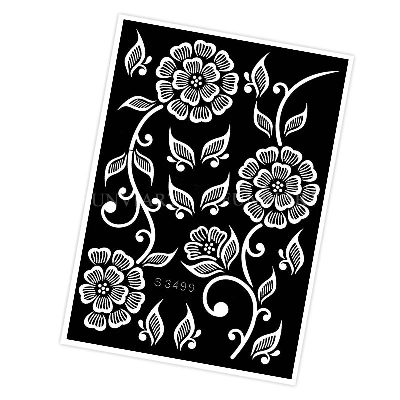Reusable Stencil for Henna Flower Mehndi Design Tattoo Template for Women Henna Tattoo Stencil for Hand Foot Body Painting