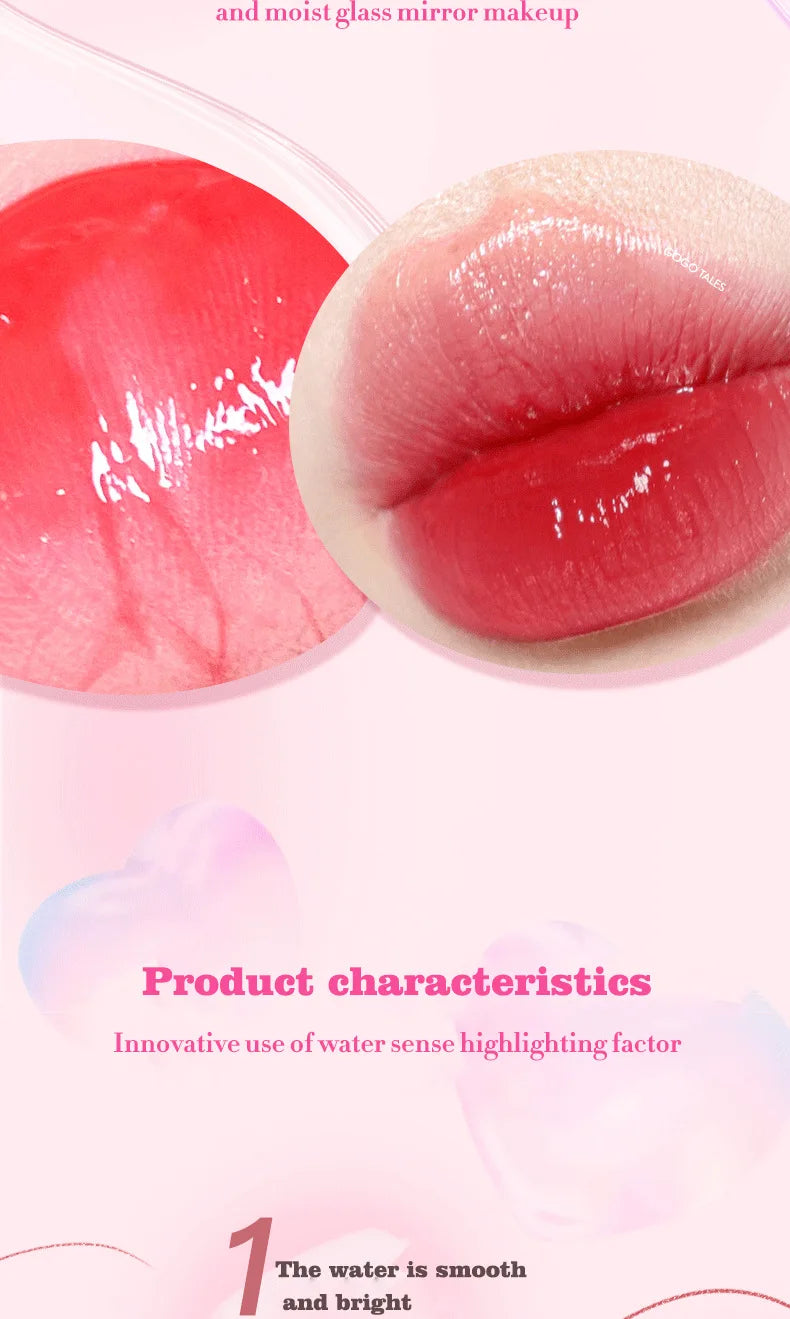 6 Pieces Glass Mirror Lip Gloss Set Hydrating Lightweight Lip Balm Glossy Shimmer Sheer Tint Peach Cherry Pink