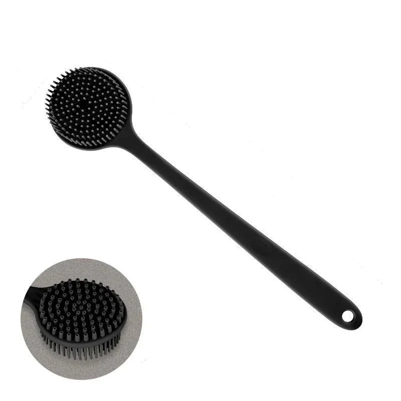 Silicone Long Handle Shower Brush Soft Haired Lazy Bath Tools Back Scrubber Sponge Exfoliating Skin Massager Bathroom Tools