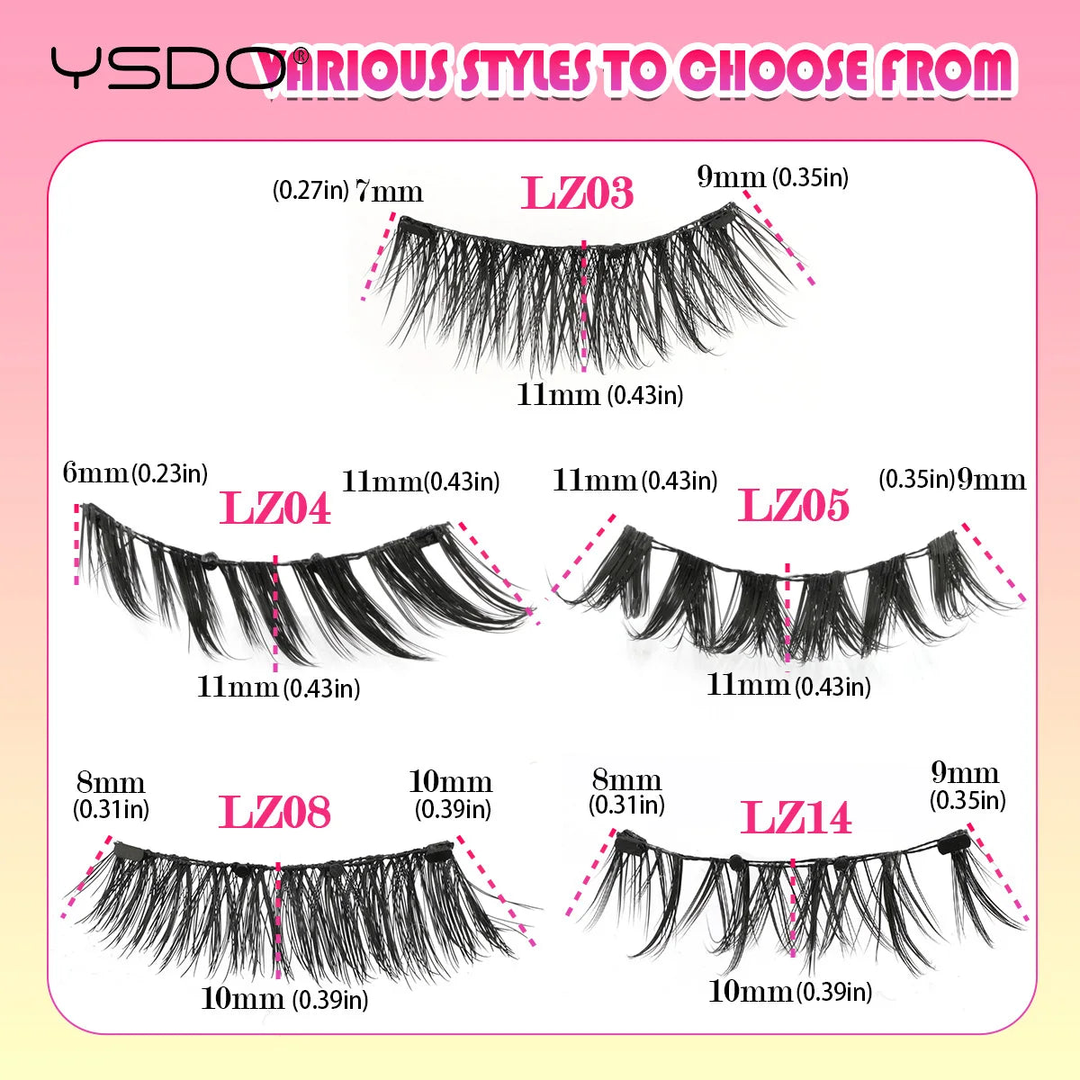 YSDO Magnetic Eyelashes Reusable Winged Magnetic 3D Mink Lashes Long-Lasting No Glue Needed False Eyelashes With Tweezer Makeup