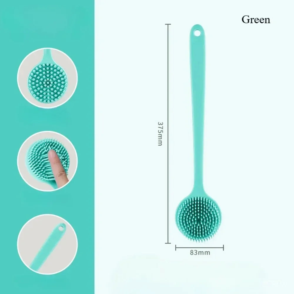 Silicone Long Handle Shower Brush Soft Haired Lazy Bath Tools Back Scrubber Sponge Exfoliating Skin Massager Bathroom Tools