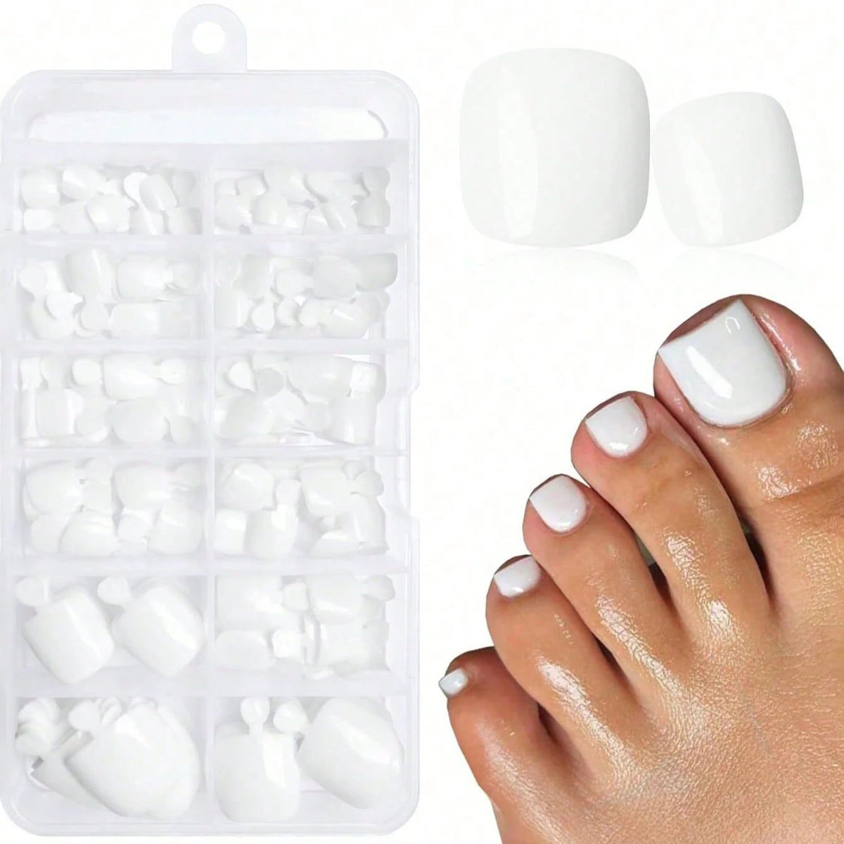 120pcs -box Almond White French Fake Nails for Stylish Women & Girls, Perfect for Daily Chic or Party Celebrations