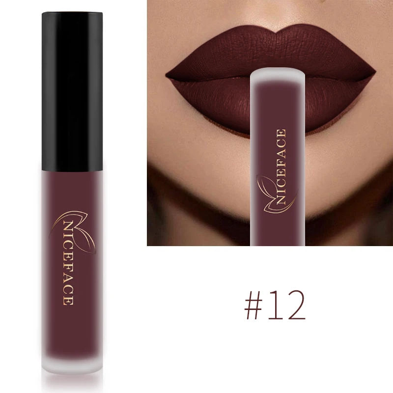 Nude Liquid Lipstick Ultra Matte Velvet Long Lasting Women Beauty Red Nonstick Cup Waterproof Purple Lip Gloss Lips Cosmetics