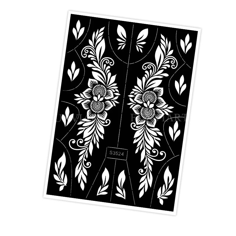 Reusable Stencil for Henna Flower Mehndi Design Tattoo Template for Women Henna Tattoo Stencil for Hand Foot Body Painting