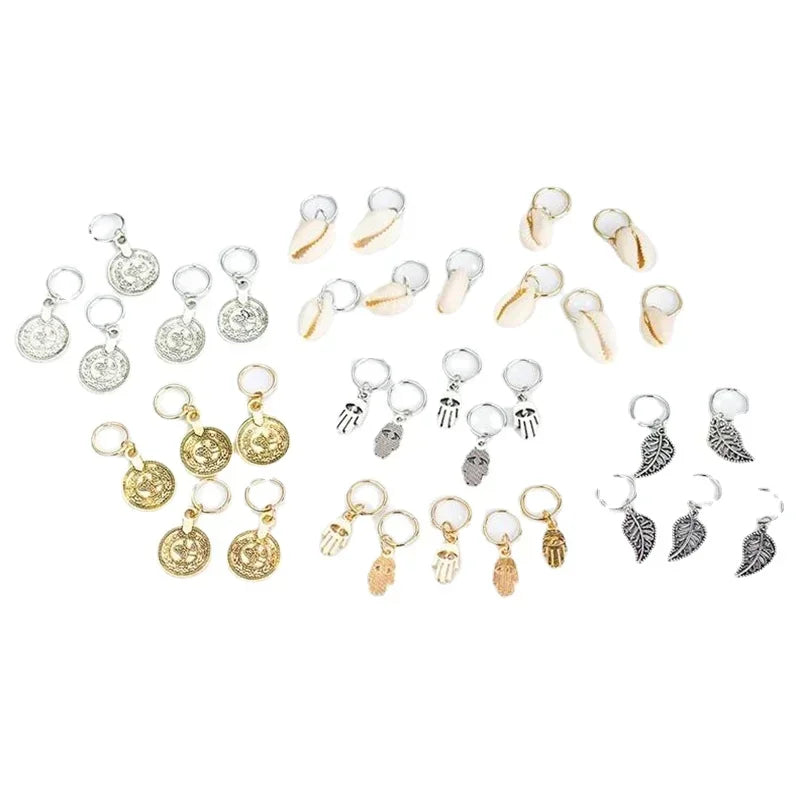 5-8Pcs Metal Hollow Out Hair Ring Accessories,Beads Hair Braid Rings Clips Dread Locks Hair Braiding Metal Cuffs Decoration Gold