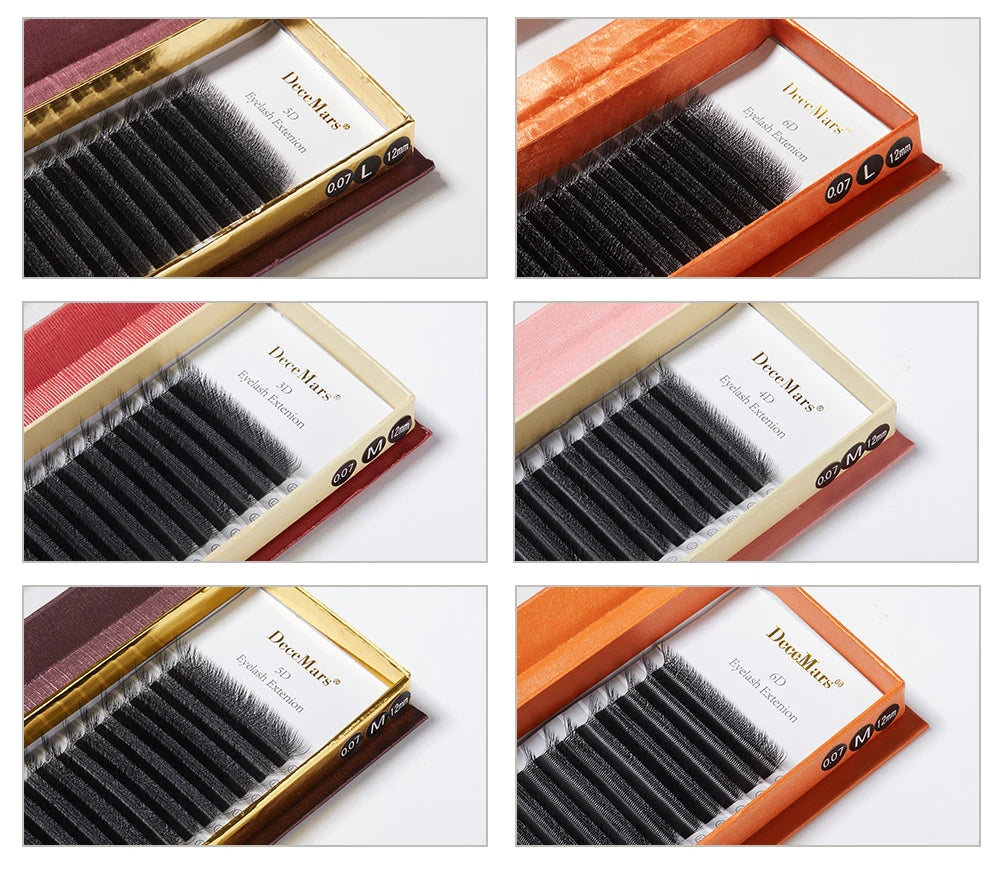 DeceMars L-curl M Curl YY 3D 4D 5D 6D Eyelash Extension 12 Lines for Makeup