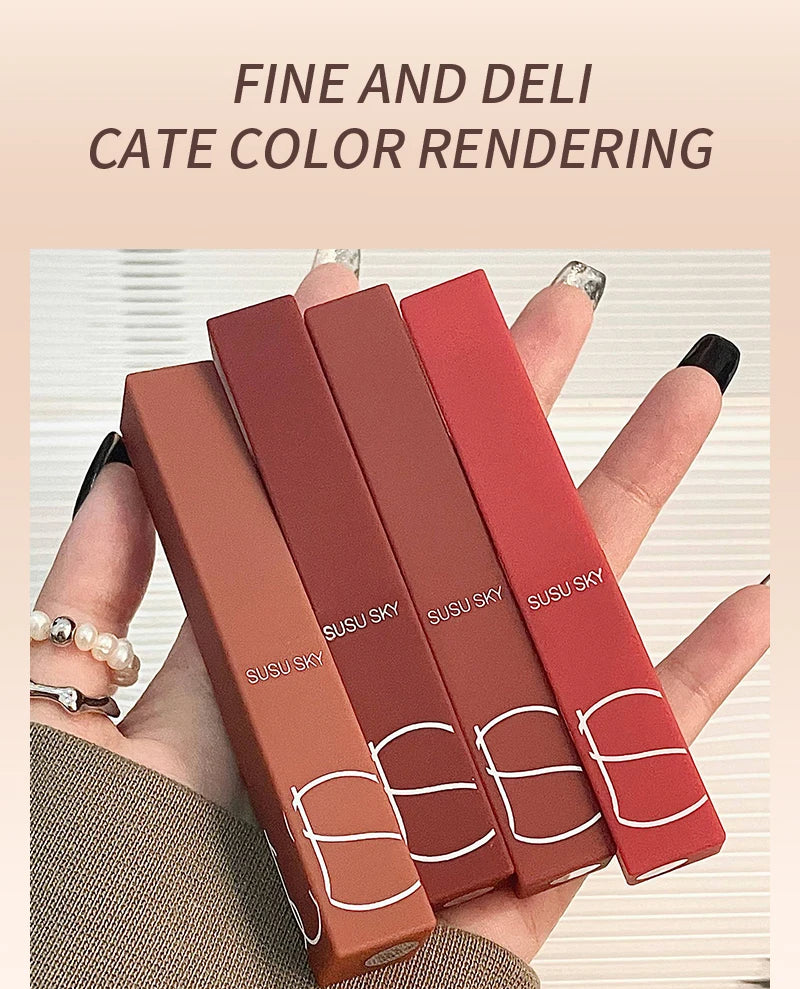 TX010 Thin Tube Matte Lipstick Waterproof Sweatproof Long-Lasting Makeup Resistant Dual Use on Lips And Cheeks