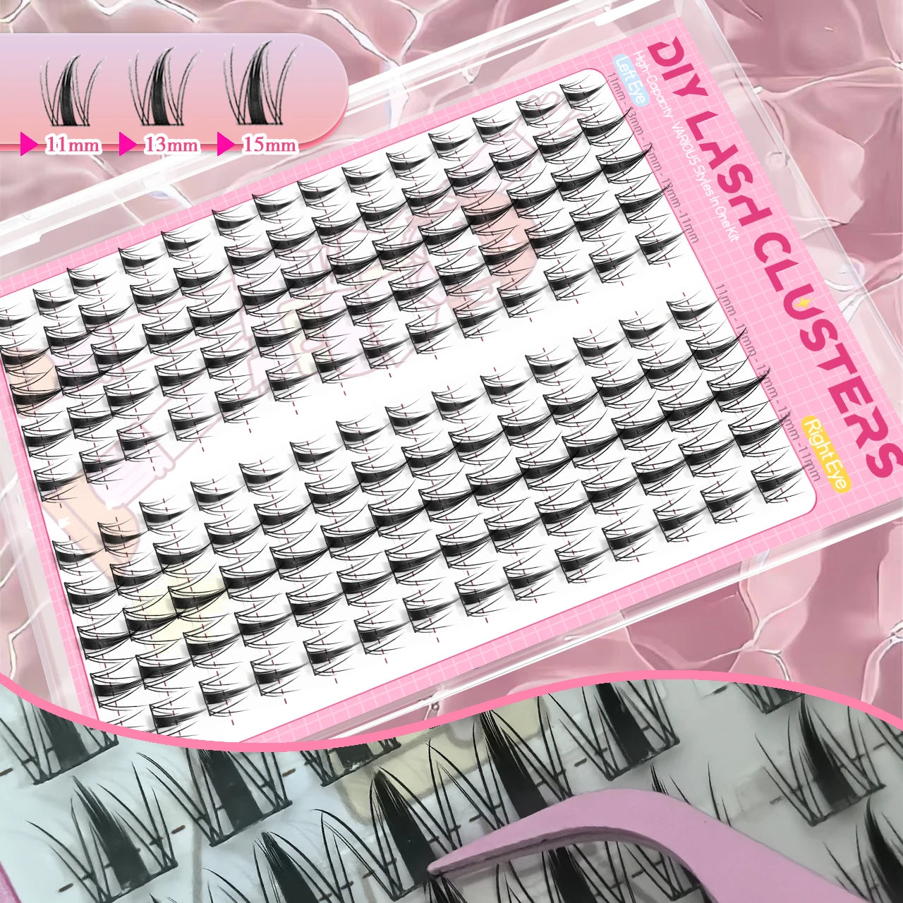 140 Cluster Korean-Style False Lash Extension Kit – Perfect for Cosplay Makeup & Natural Long Wispy Cat Eyes!