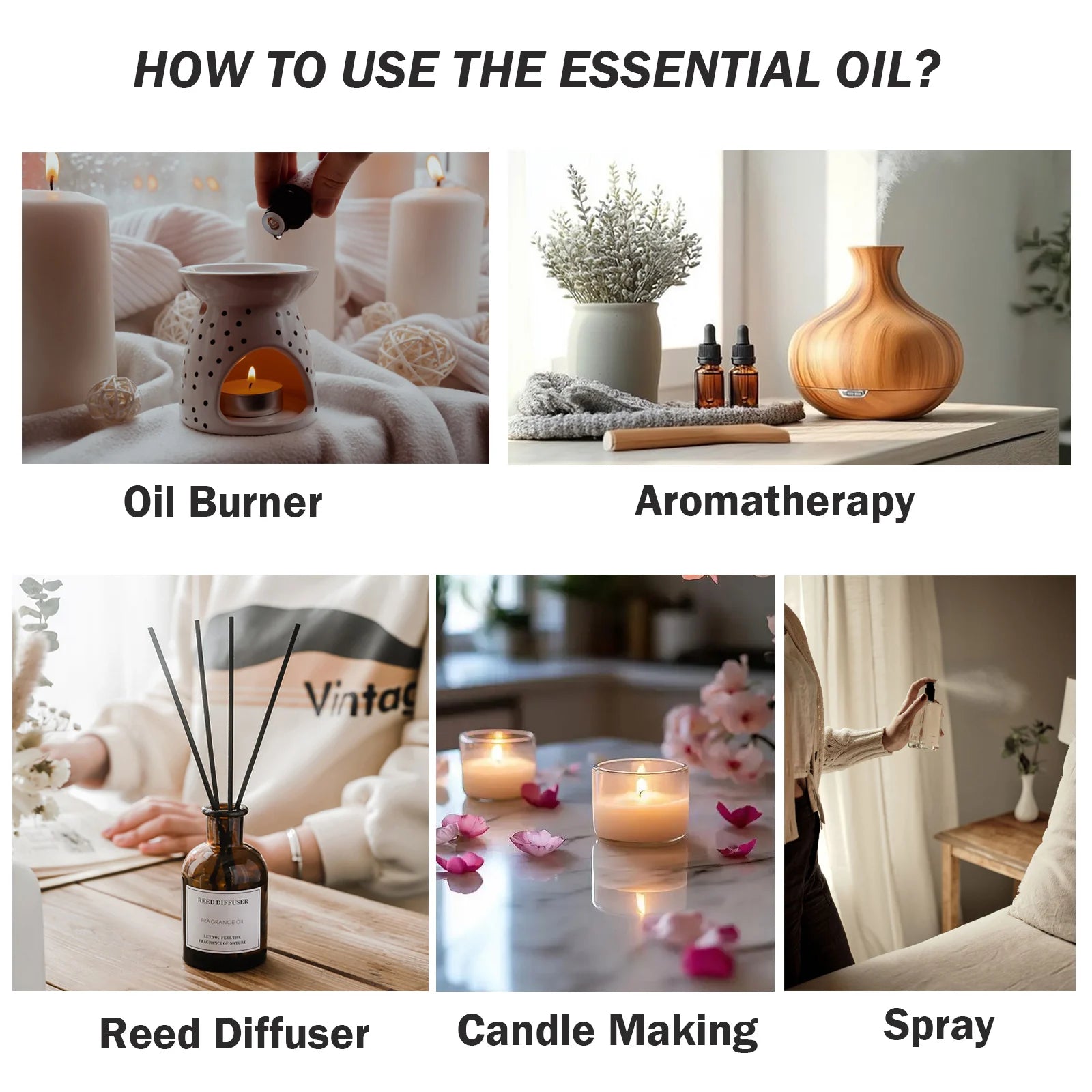 PHATOIL 100ml Eucalyptus Essential Oil For Skin Lavender Vanilla Jasmine Lemon Bergamot Aroma Oil for Aromatherapy Candle Making