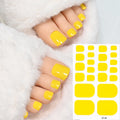 1Sheet=22Tips Glossy Red Toe Nail Stickers Full Cover Solid Color Press On Toenails Patch UV Baking Free Foot Gel Polish Wraps #