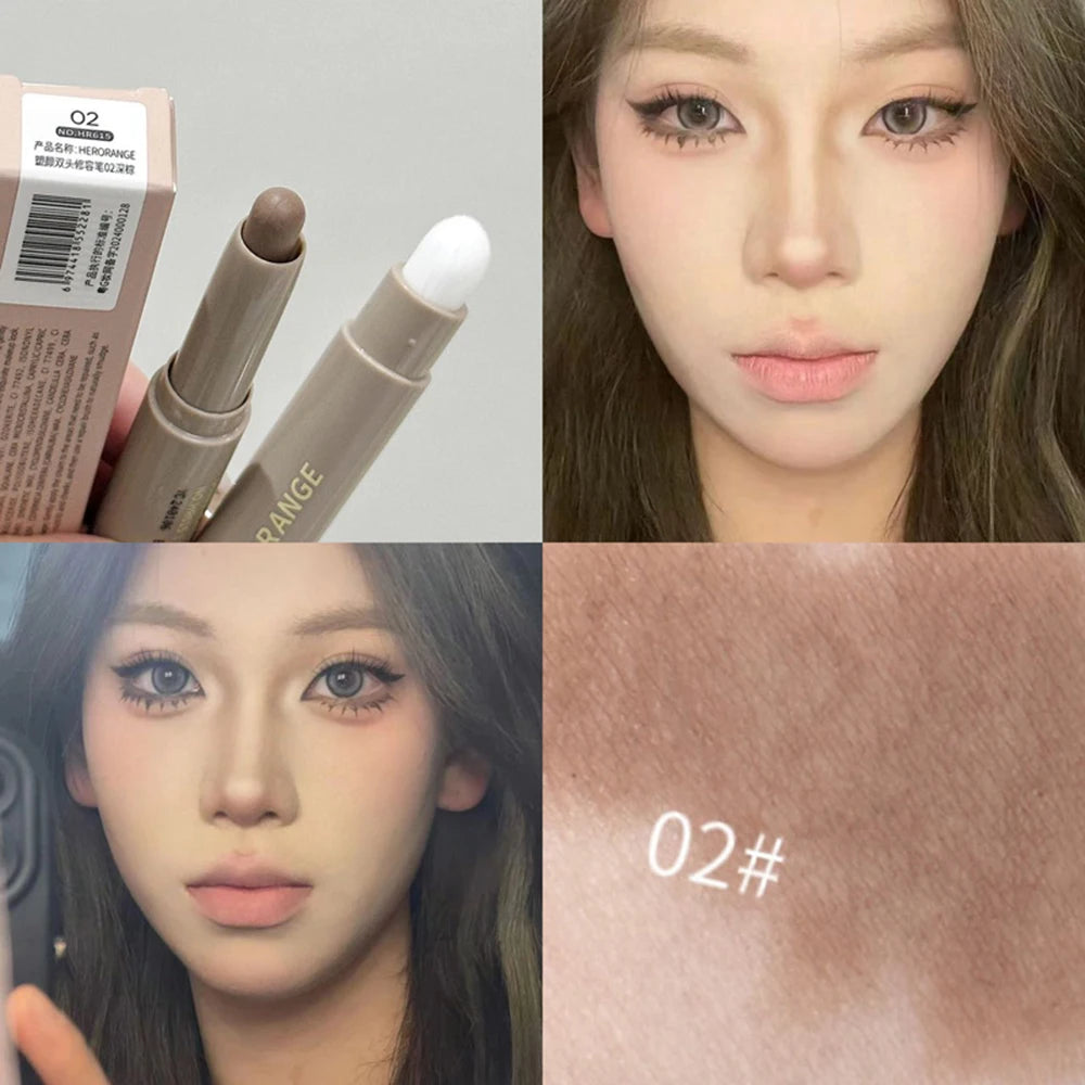 HERORANGE Double-ended Contour Pen for Contouring, Brightening with a Smudge Brush