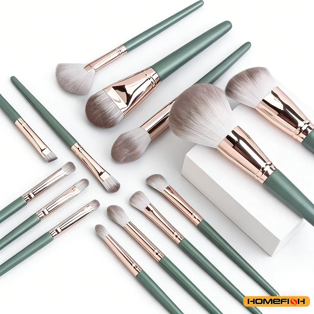 Cosmetic Powder & Blush Blending Brush Set – 14Pcs Soft Fluffy Makeup Tools for Eye Shadow & Foundation