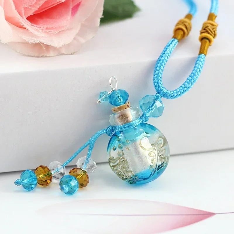1PC Murano Glass Perfume Baroque Necklaces Essential Oil Vials Aroma  Bottle Necklace