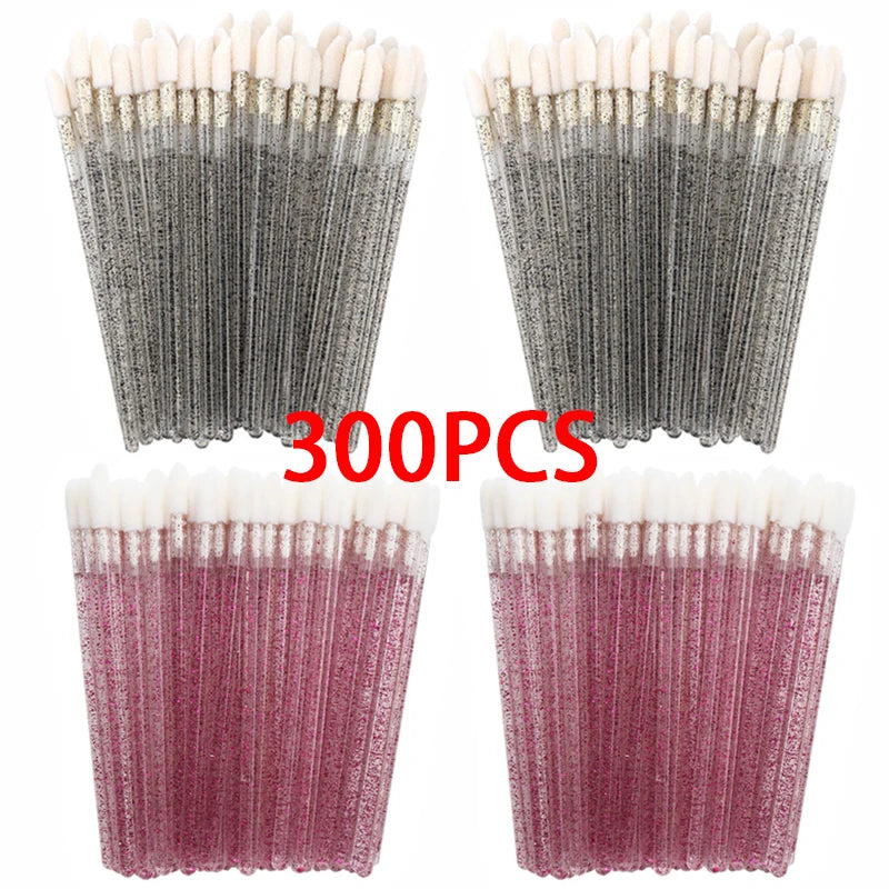 100/300PCS Crystal Lip Brush Lipstick Gloss Applicator Wands Wholesale For Eyelashes Extension Tool Kits Makeup Accessories