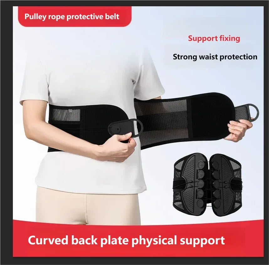 Lumbar Back Support Brace Breathable Mesh Waist Support Belt with Lumbar Panel Compression Strap for Daily Posture Support