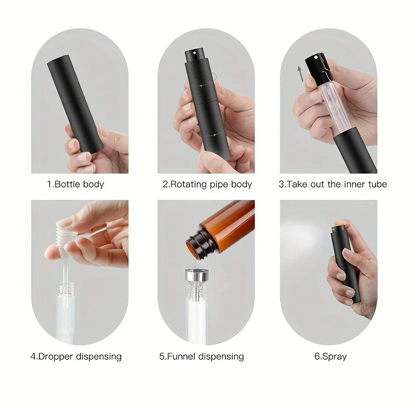 10ml Travel Perfume Sprayer, Refillable Cologne Container, Empty Dispenser Spray Bottle for Mini Sprayer Size (Black)
