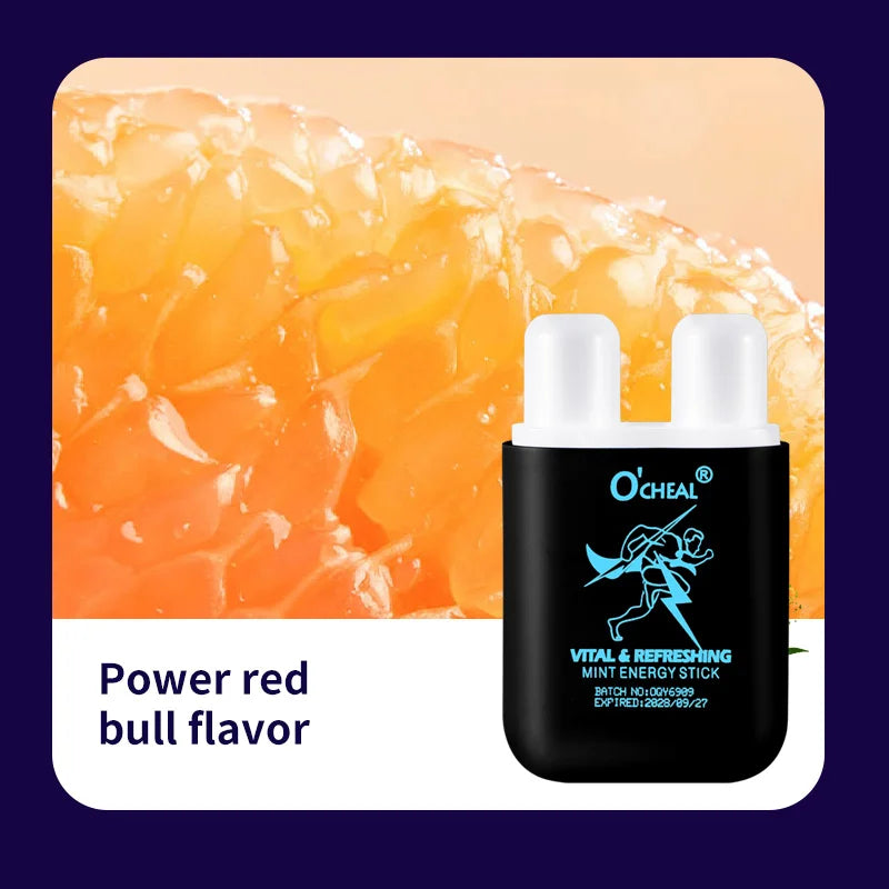 O'cheal Energy Stick Double Hole Energizing Energy Bar Fresh Mint Scent Refreshing Fatigue Relief Inhaler Energy Vapors Stick