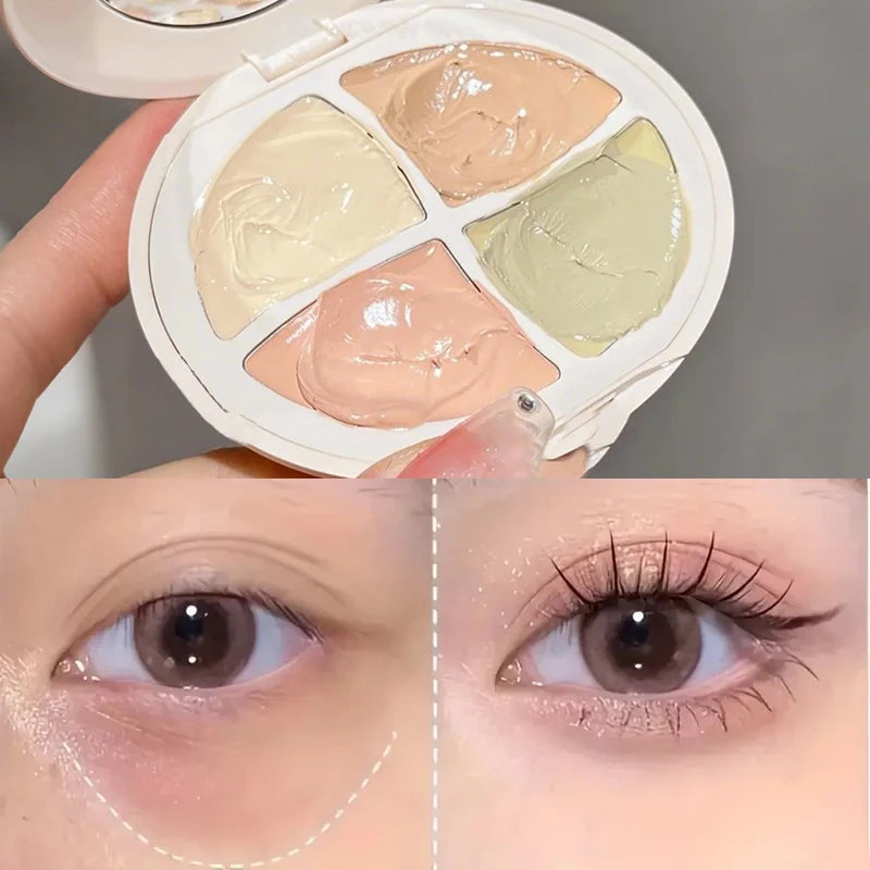 4 in 1 waterproof concealer palette, long-lasting moisturizing natural, creamy texture, covers blemishes/dark circles/acne