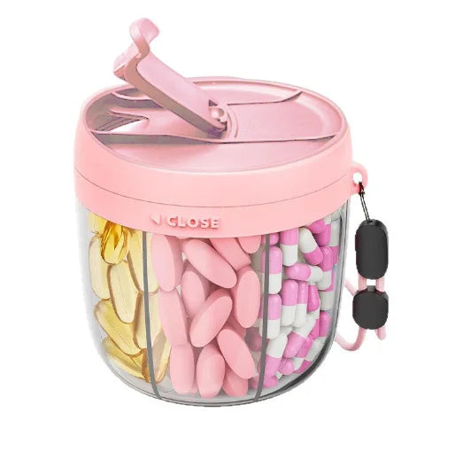 Portable 7-Compartment Vitamin Supplement Storage Box Energy Boost Capsule Organizer with Confusion-Reducing Design