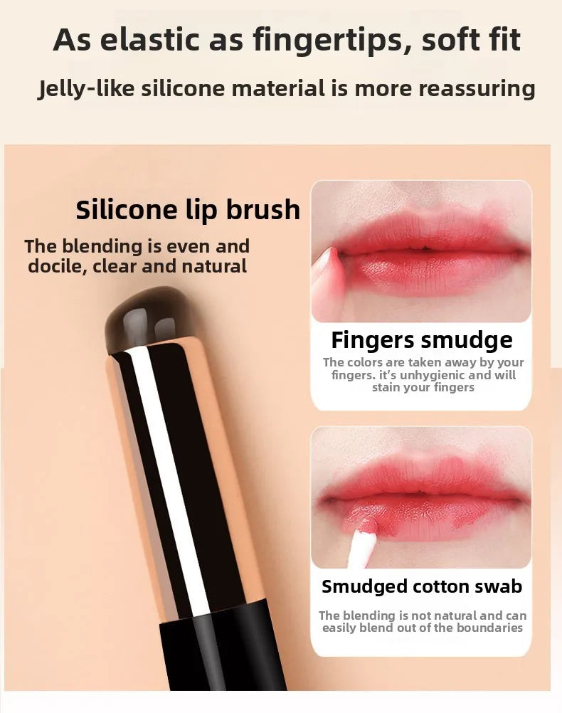 2 In 1 Silicone Lip Brush Concealer Brush Wooden Handle Lipstick Lip Balm Applicator with Cap Travel Makeup Brush Beauty Tools