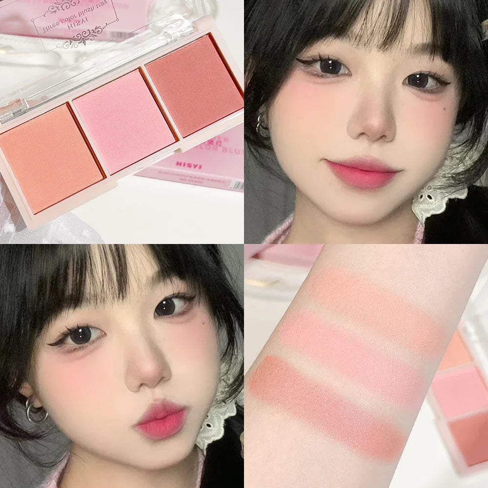 3-Color Cheek Red Plate Nude Makeup Natural Matte Milk Tea Orange Eye Shadow Makeup Lasting High Color Rendering Invisible