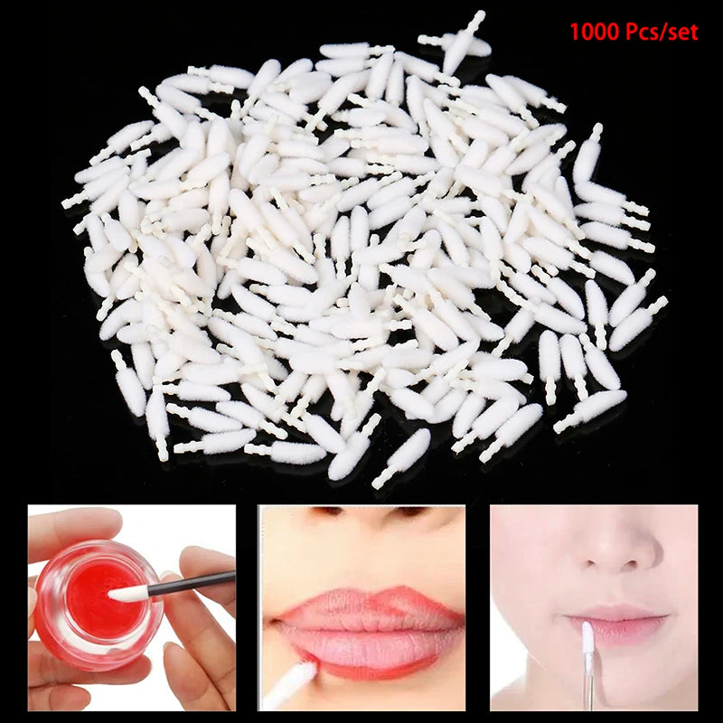 1000pcs Disposable Lip Brush Cotton Head Replacement Head for Lipstick Applicator Makeup Tool For Eyelashes Extension