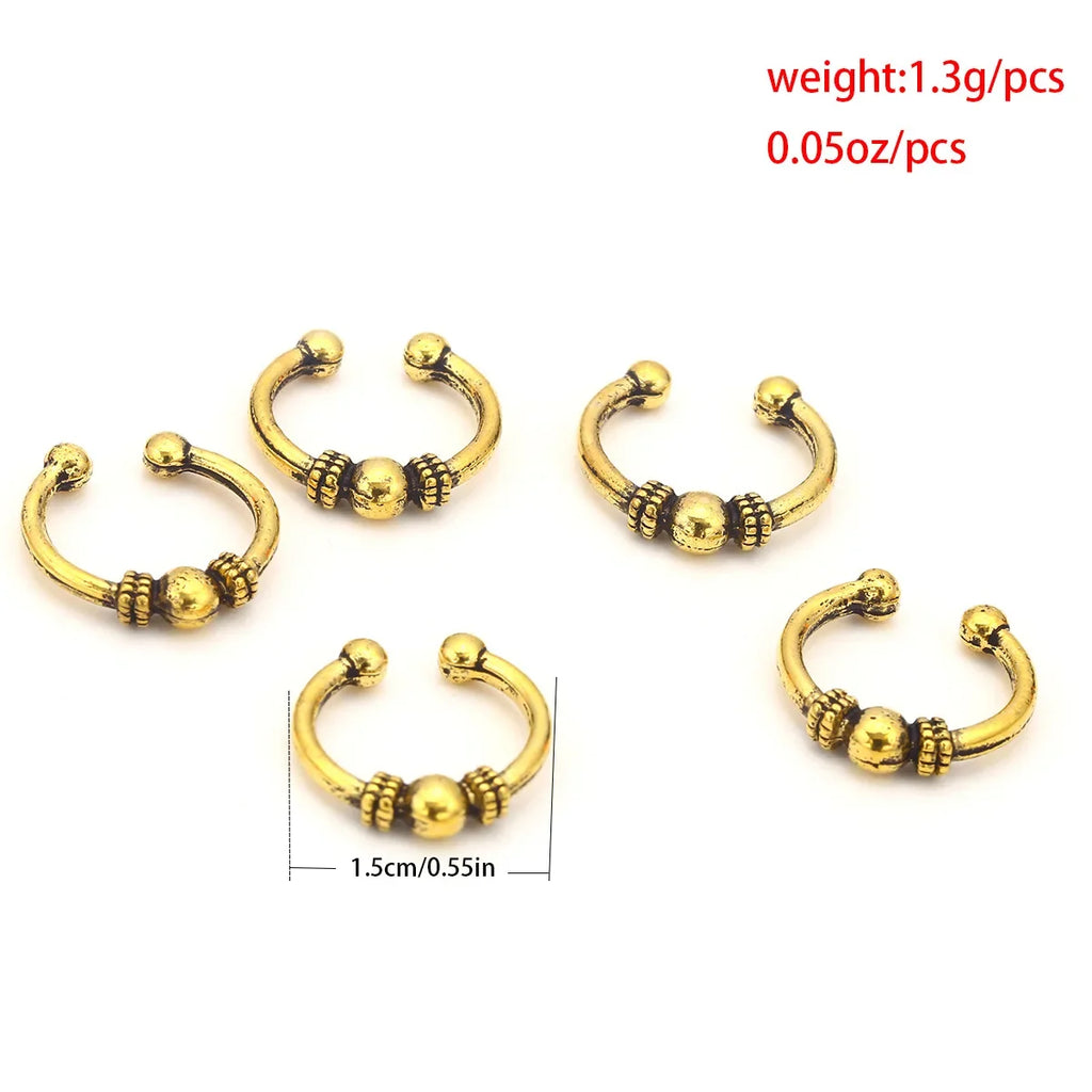 5-8Pcs Metal Hollow Out Hair Ring Accessories,Beads Hair Braid Rings Clips Dread Locks Hair Braiding Metal Cuffs Decoration Gold