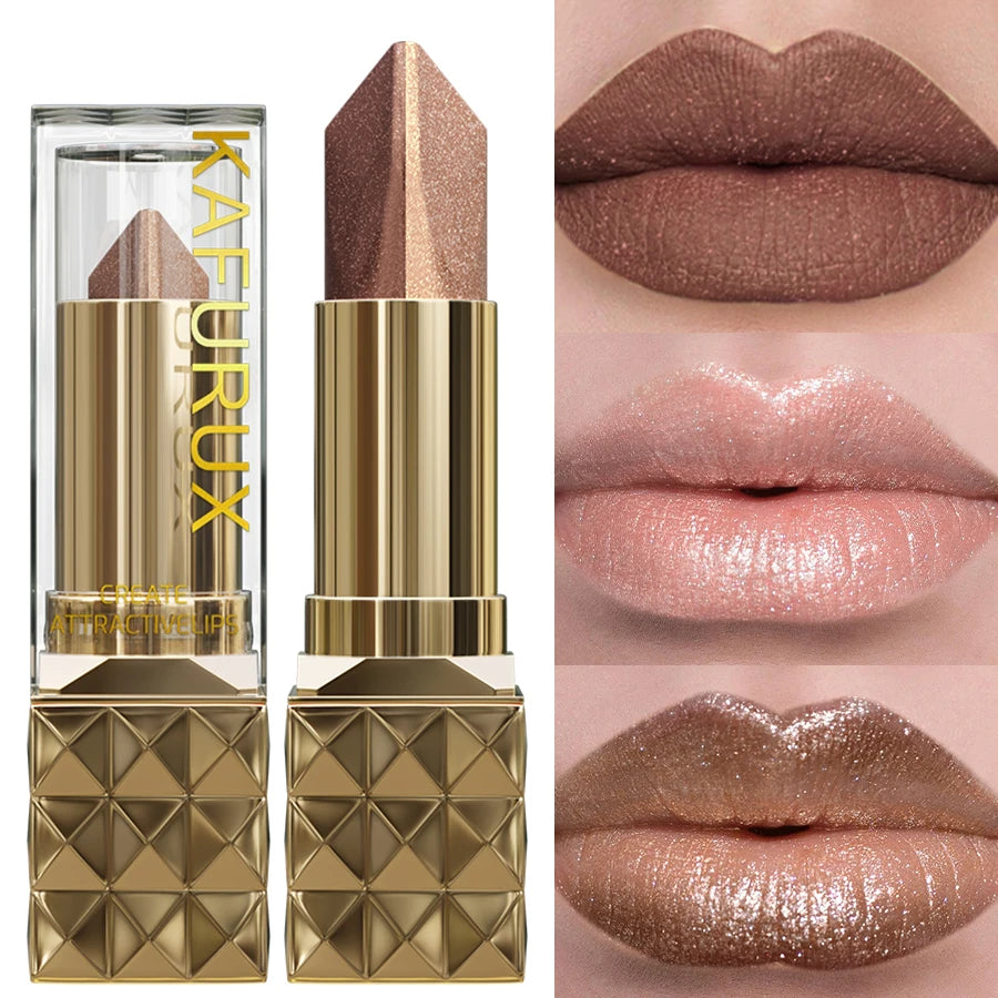 1PC Glitter Shiny Metallic Two Tone Lipstick Matte Pearlescent Lip Tint,Long Lasting Lip Senior Lip Makeup Gifts Lip Gloss Coste