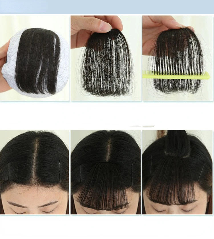 Synthetic Air Bangs Hair Clip-In Extension Heat Resistant Invisible Hairpiece Women Natural Black Bangs Hair Clip Hair Extension