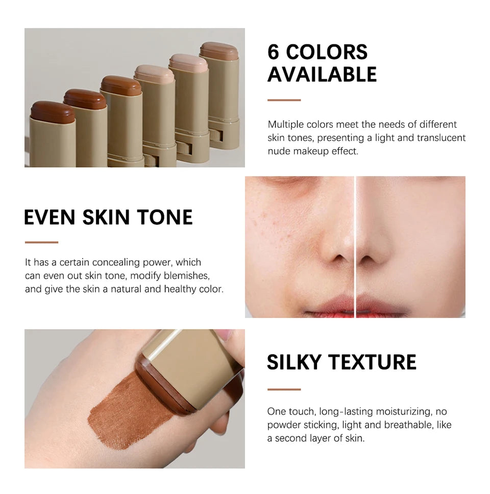 Foundation Skin Tint Balm Skin Tint Stick Waterproof Nourishing Solid Tinted Serum  Face Tinted Face Contour Stick Makeup