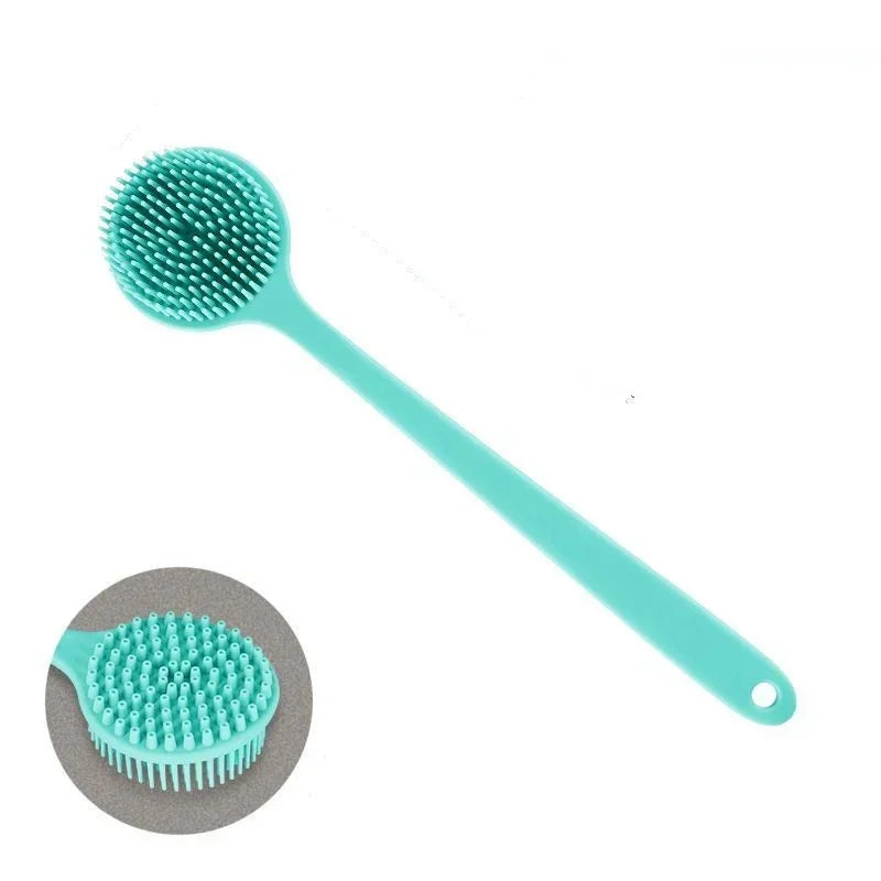 Silicone Long Handle Shower Brush Soft Haired Lazy Bath Tools Back Scrubber Sponge Exfoliating Skin Massager Bathroom Tools