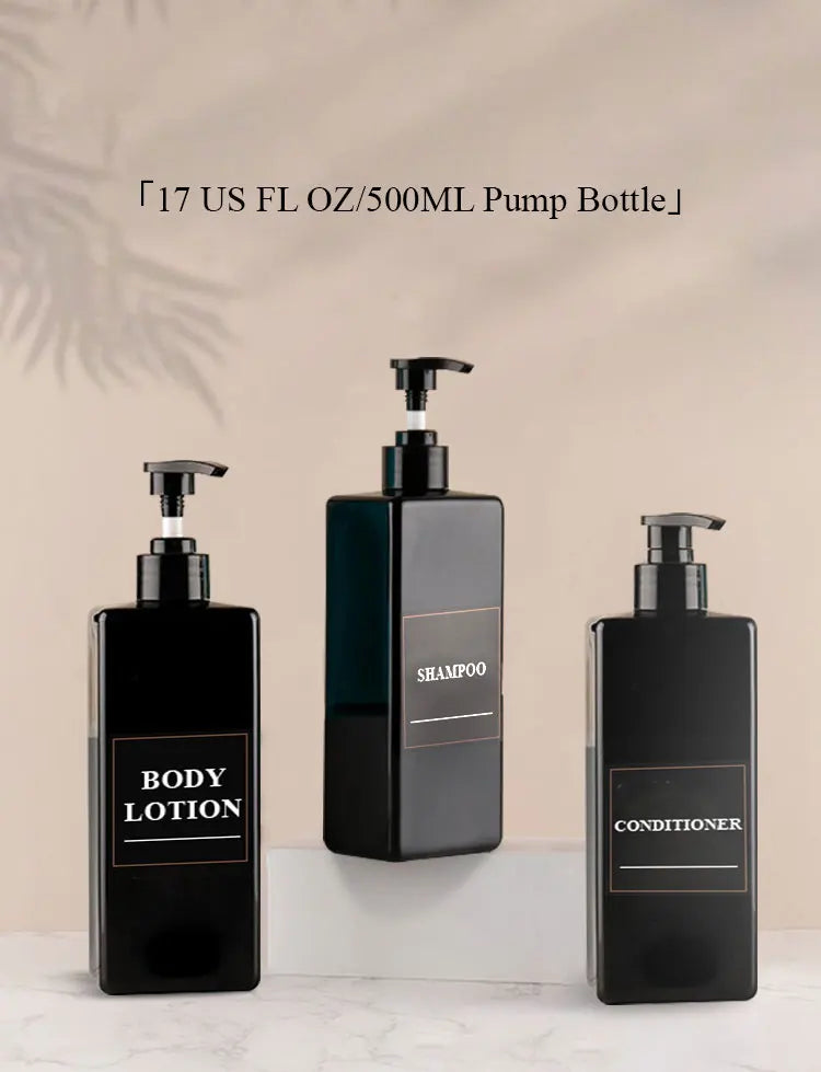 3 Pack Soap Bottle Liquid Soap Dispenser 17.6 UK FL OZ Refillable Empty Shampoo Conditioner Container for Bathroom Supplies