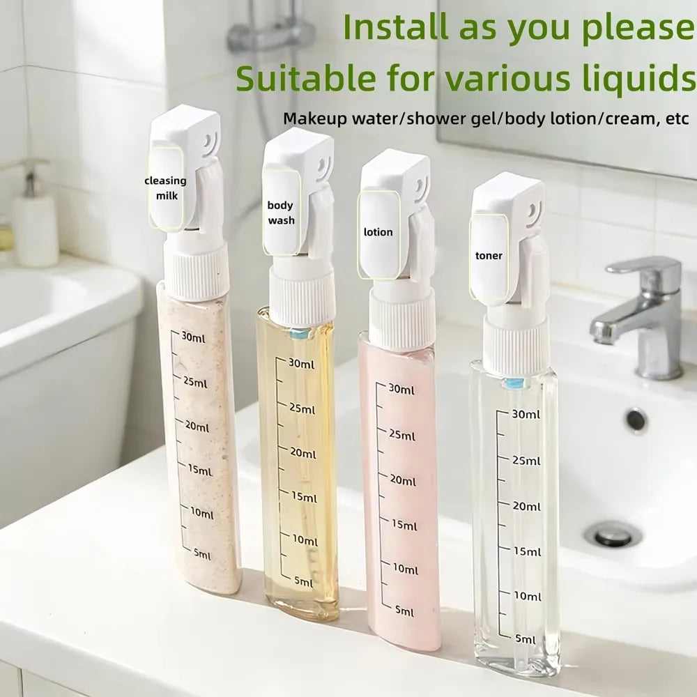 4-in-1 Travel Refillable Bottles, Portable Toiletries and Cosmetics Containers for Shampoo, Body Wash, Travel Storage Bottles