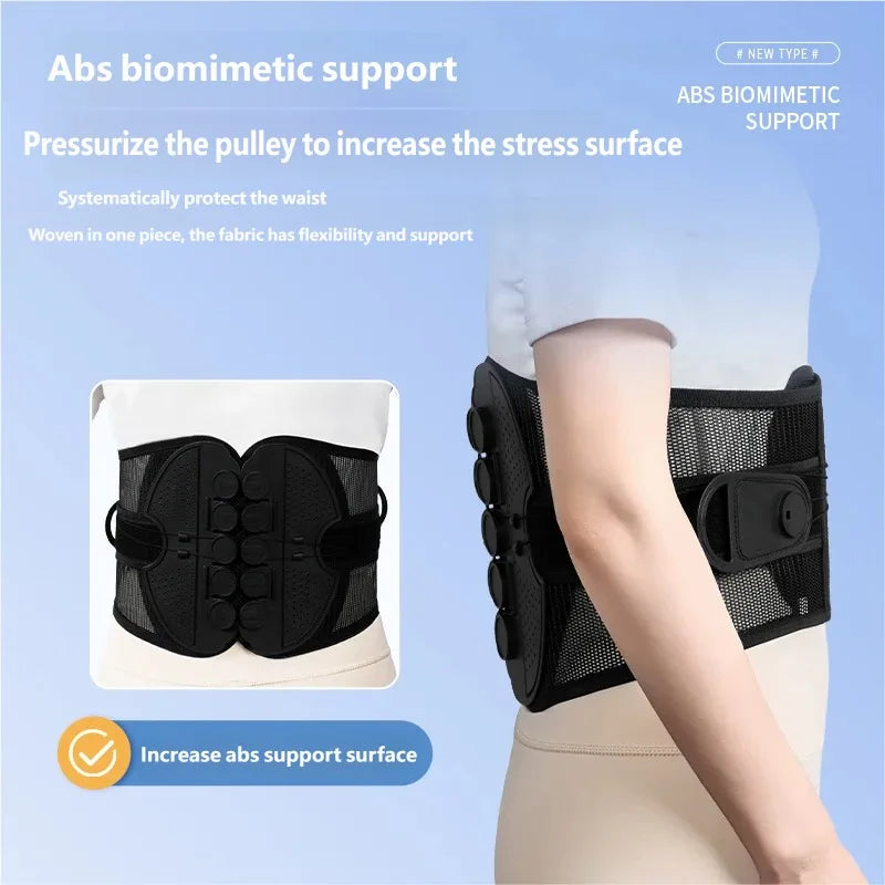 Lumbar Back Support Brace Breathable Mesh Waist Support Belt with Lumbar Panel Compression Strap for Daily Posture Support