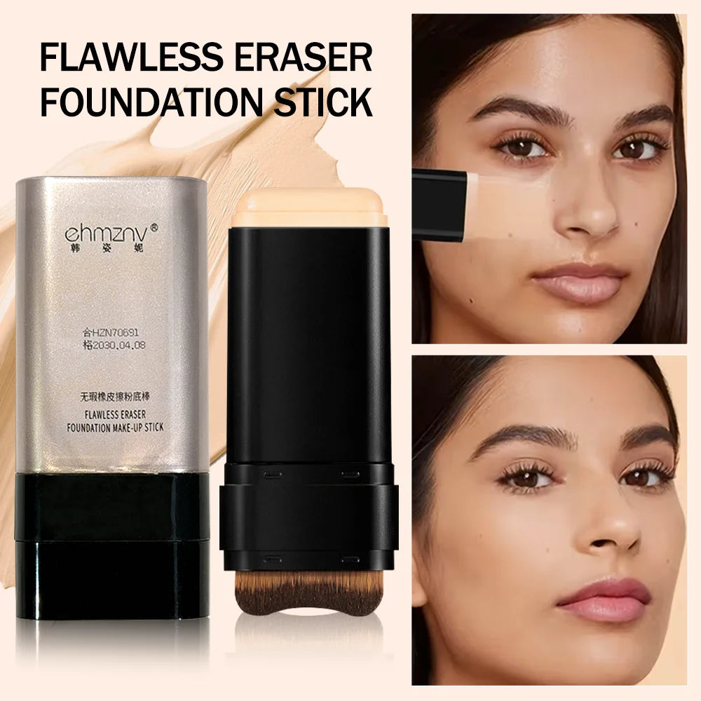 Dual-Head Foundation Stick | Built-in Brush, One-Step Application & Touch-Up, Lightweight & Long-Lasting, No Cakey
