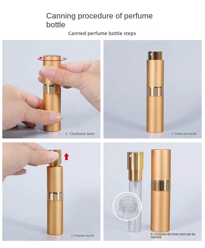 Perfume Refill Bottle 8ml Metal Aluminum Refillable Perfume Bottle Spray Bottle Portable Atomizer Perfume Travel