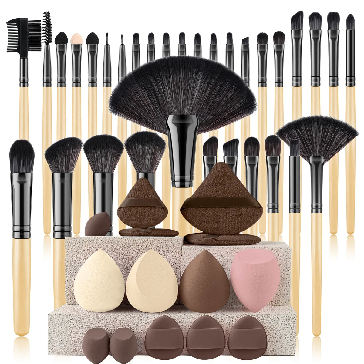 32Pc Makeup Brush Set Cosmetic Tools for Powder Eye Shadow Foundation Blush Blending Beauty Makeup Brush Kit for Makeup Starters
